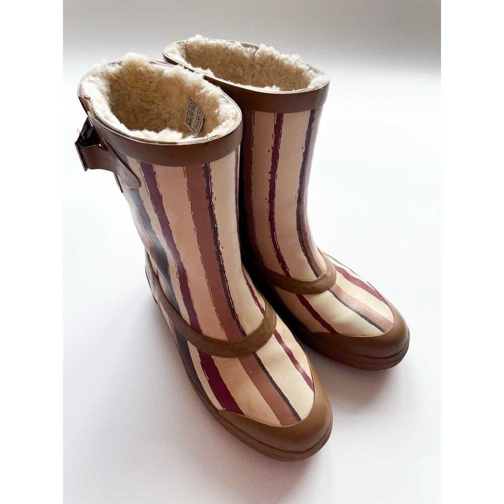 Women's UGG Shearling Lined Rubber Rain Boots Mi-Calf Size 7